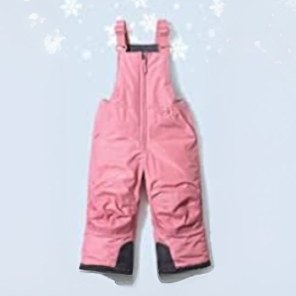 TSLA Snow Bib Overalls Toddler Size 18 Months Pink and Gray Wind/Waterproof